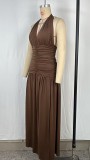 SC V Neck Split Backless Maxi Dress GPBY-DR949