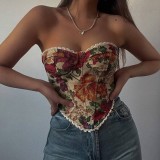 SC Sexy Print Tie Up Wrap Chest Tops GPBY-6326