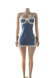 SC Lace Patchwork Sling Split Mini Dress GFCF-1366