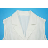 SC Solid Color Sleeveless Lapel Wide leg Jumpsuit YF-20211