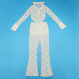 SC Sexy See Through Bodysuit Lace Two Piece Pants Set YF-10835