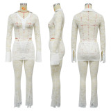 SC Sexy See Through Bodysuit Lace Two Piece Pants Set YF-10835