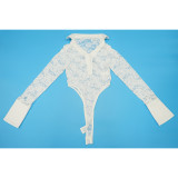 SC Sexy See Through Bodysuit Lace Two Piece Pants Set YF-10835