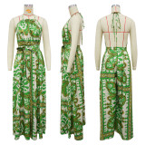 SC Print Sleeveless Backless Maxi Dress YF-20162