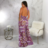 SC Print Sleeveless Backless Maxi Dress YF-20162