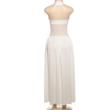 SC Solid Color Halterneck Solid Color Maxi Dress XEF-K25D71126