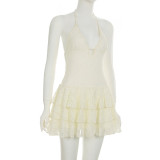 SC Slim Lace V Neck Mini Dress GLRF-WDD35967