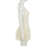 SC Slim Lace V Neck Mini Dress GLRF-WDD35967