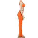 SC Solid Color Backless Vest Long Skirt Two Piece Set GAXB-G1040ST
