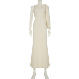 SC Fashion Tie Up Slash Shoulder Maxi Dress GLRF-TWBD31375
