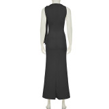 SC Fashion Tie Up Slash Shoulder Maxi Dress GLRF-TWBD31375