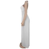 SC Solid Color Halterneck Backless Loose Jumpsuit BY-7390