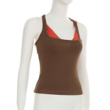 SC Solid Colorblocked Layered Wear Vest 2 Piece Set GLRF-MDT35924