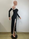 SC Sexy Hollow Out High Split Maxi Dress QODY-6063