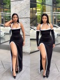 SC Sexy Hollow Out High Split Maxi Dress QODY-6063