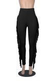 SC High Waist Print Tassel Solid Color Pants GFMA-034