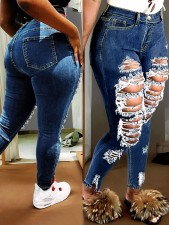 SC Fashion Denim Holes Pencil Jeans GXJF-6904
