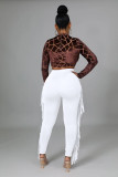 SC High Waist Print Tassel Solid Color Pants GFMA-034
