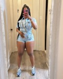SC Fashion Button Short Sleeve Denim Romper LSD-2463