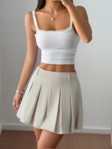 SC Solid Color Pleated Half Body Skirt GZYU-D2520009
