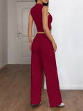 SC Solid Color Sleeveless T Shirt Two Piece Pants Set GZYU-D2419029