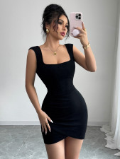 SC Solid Color Square Neck Mini Dress GZYU-ZK2523171
