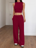 SC Solid Color Sleeveless T Shirt Two Piece Pants Set GZYU-D2419029