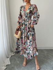 SC Fashion Print Long Sleeve Slim Maxi Dress GZEY-D2343062