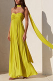 SC Solid Color Pleated Tube Top Maxi Dress GSNU-8060