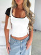 SC U Neck Solid Color Knits T Shirt GZYU-K2514005
