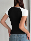 SC U Neck Solid Color Knits T Shirt GZYU-K2514005