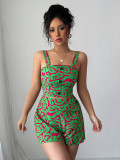 SC Fashion Print Sleeveless Two Piece Shorts Set GZEY-ZK2329216