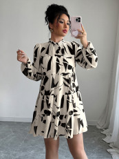 SC Long Sleeve Print Loose Casual Dress GZEY-D2333035