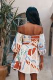 SC Off Shoulder Print Mini Dress GSNU-8051