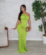 SC Solid Color Single Shoulder Pleated Maxi Dress GTYZ-7563