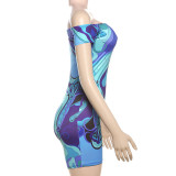 SC One Shoulder Print Tight Romper XEF-K25Q72563
