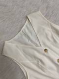 SC Solid Color V Neck Vest Loose Pants Suit LSD-2487