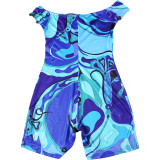 SC One Shoulder Print Tight Romper XEF-K25Q72563