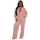 SC Solid Color Long Sleeve Pleated Two Piece Pants Set ASL-6793