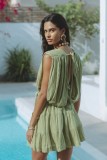 SC Sexy Solid Color Drawstring Belt Mini Dress GSNU-8047