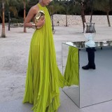 SC Sleeveless Solid Color Backless Beach Maxi Dress GSNU-8099