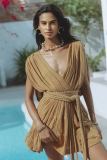 SC Sexy Solid Color Drawstring Belt Mini Dress GSNU-8047