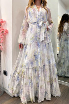 SC Chiffon Floral Printed Belted Maxi Dress GSNU-8072