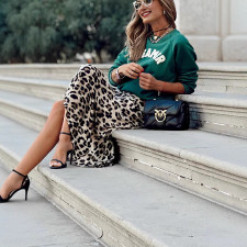 SC Leopard Print Half Body Skirt GSNU-8091