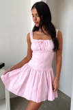 SC Solid Color Halter Sexy Corset Mini Dress GSNU-8029