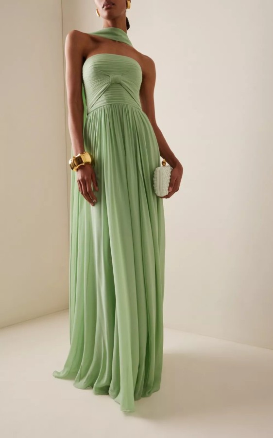 SC Pleated Wrap Chest Press Pleated Maxi Dress GSNU-8138
