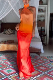 SC Gradient Color Halterneck Sleeveless Backless Dress GSNU-8132