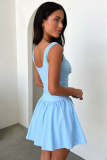 SC Solid Color Halter Sexy Corset Mini Dress GSNU-8029