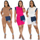 SC Denim Patchwork Short Sleeve Shorts Suit SFY-2808