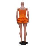 SC Solid Color Sling Ruffles Two Piece Shorts Set TR-1335